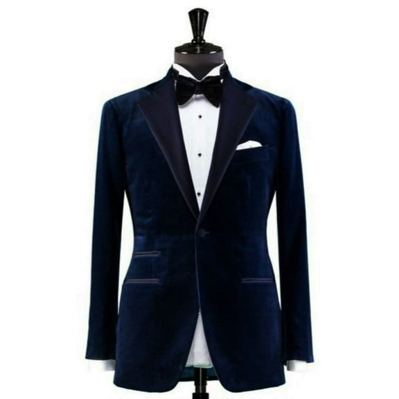 Luxurious Mens Blue Velvet Dinner Jacket – Perfect for Cocktail Parties & Special Occasions