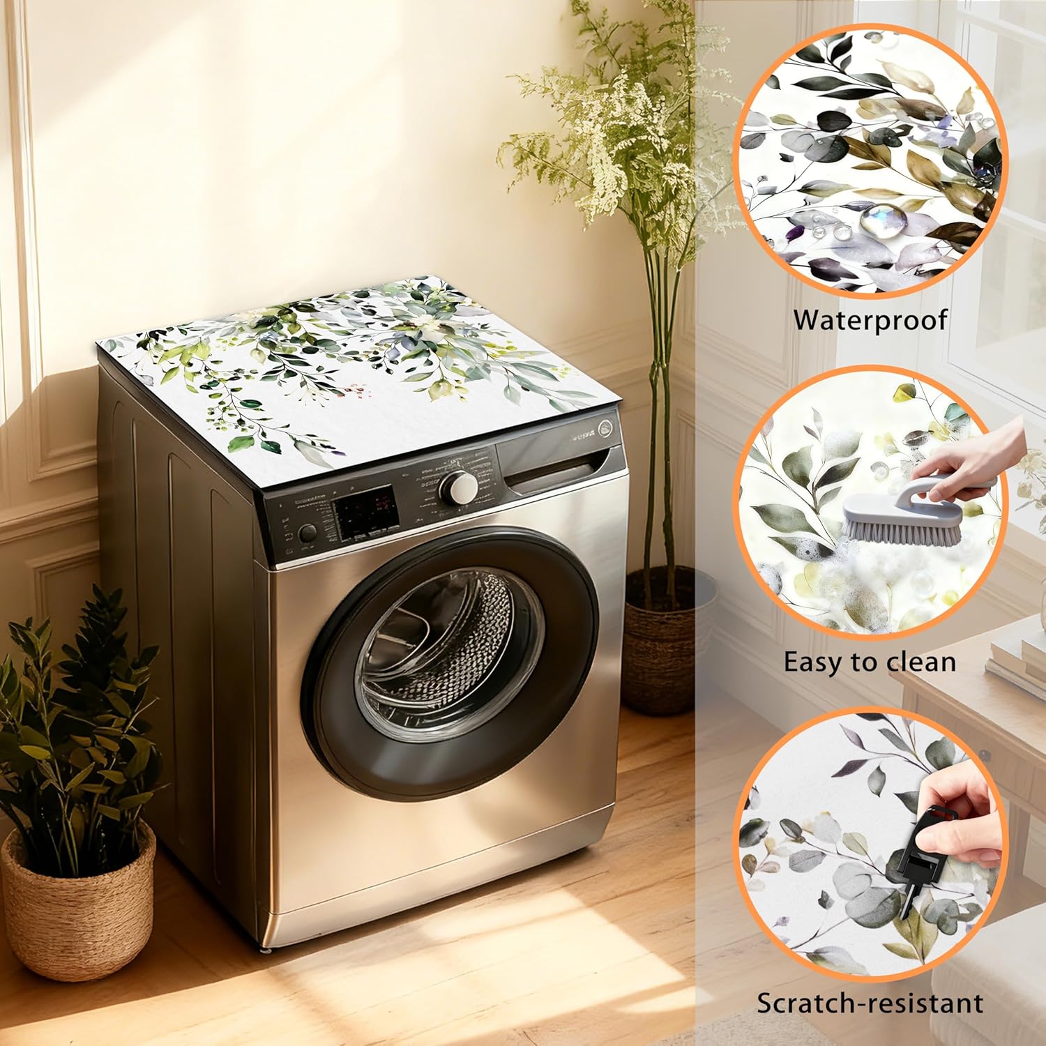 Washer and Dryer Covers for the Top 23.6" X 19.7", Washer and Dryer Top Protector Mat, Non Slip Washing Machine Dust Cover Pad for Laundry Room Kitchen Home Decor