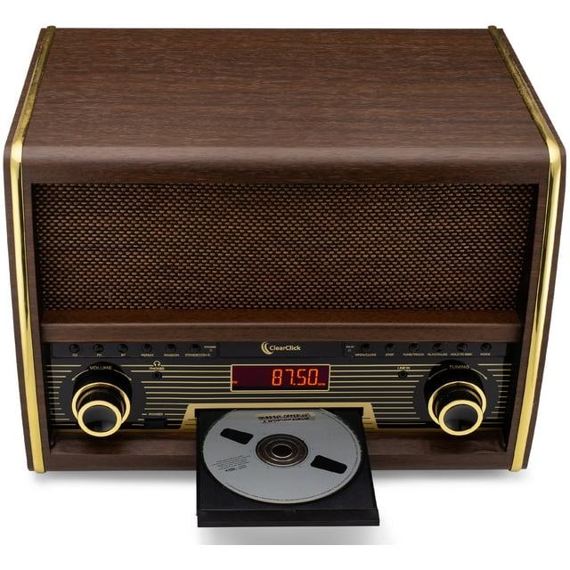 ClearClick Retro FM Radio with CD Player, Bluetooth, Aux-in - Classic ...