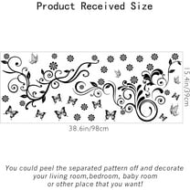 Black 12 Butterfly Wall Decal 21 Flowers Self-adhesive Wall Stickers with 2 Vine Wall Art for Living Room Bedroom s Room TV Wall Decoration 39x98cm