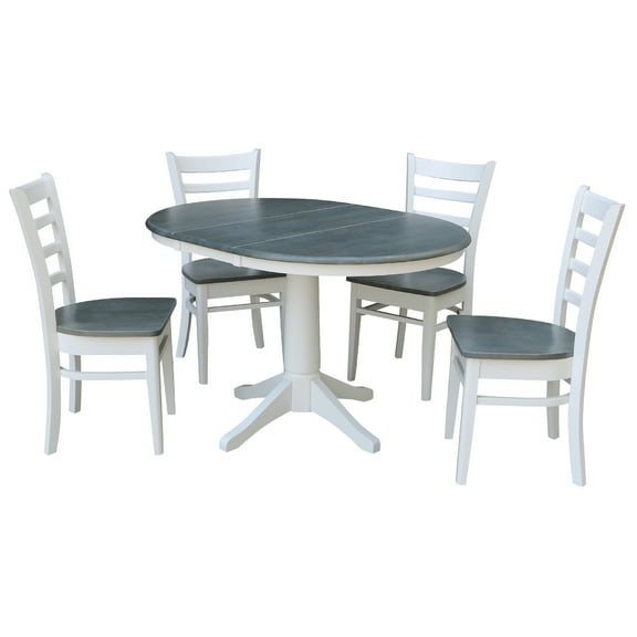 International Concepts 36" Solid Wood Extension Dining Table With 4 Chairs