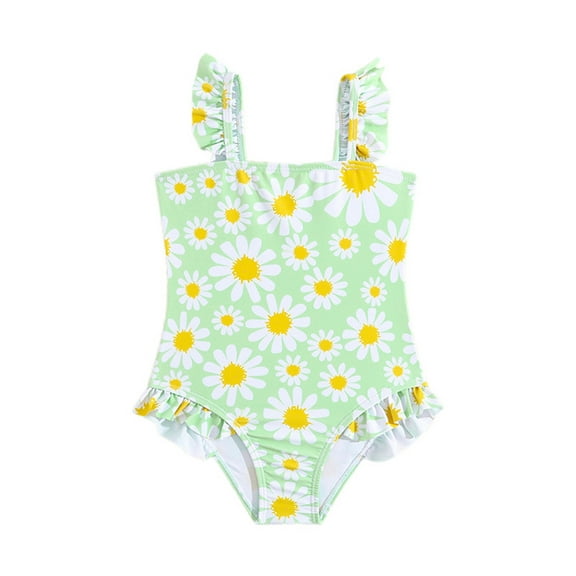aturustex Little Girl Overalls Swimsuit Outfits Toddler Daisy Print Bikini Swimwear Sleeveless Romper Ruffled Tank Bathing Suit Beachwear Infant FashiSuits Kids Casual Summer Holiday Clothes
