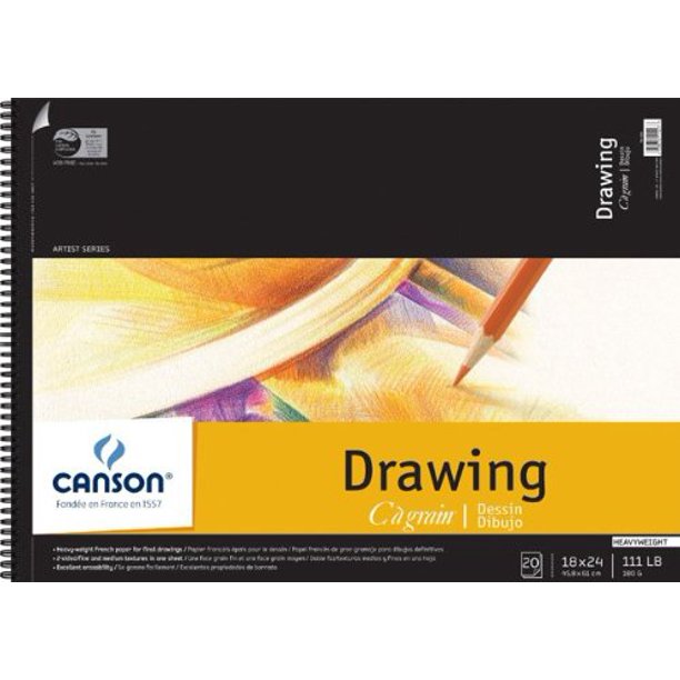 C A Grain Double Wire Spiral Binding Acid Free Heavy Weight Drawing Pad 111 Lb 18 X 24 In Sheets White Heavy Weight French Paper For Final Drawings By Canson Walmart Com Walmart Com
