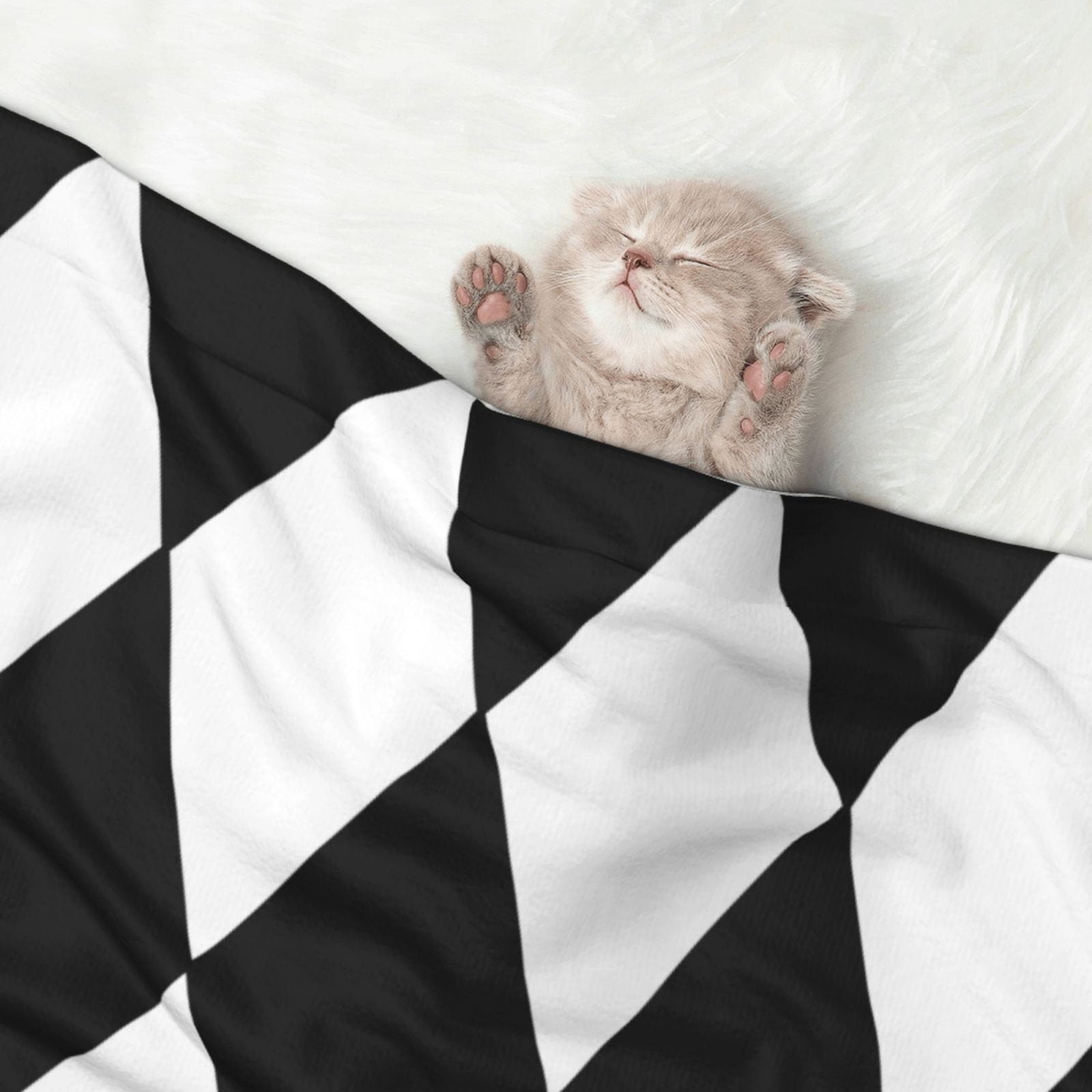 Flannel Throw Dog Blanket Harlequin Pattern Black And White Soft Warm Print Pet Blankets for Small Dog Cat Puppy