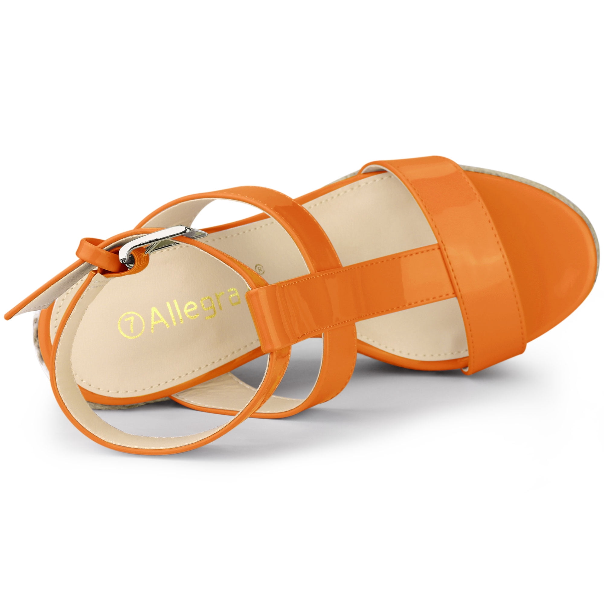Unique Bargains Women's Strappy Espadrille Wedges Platform Sandals for Fashion Orange 6