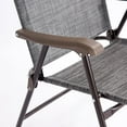 thumbnail image 6 of Topbuy 2-Piece Folding Outdoor Patio Chair Sling Back Camping Chair with Armrest & Pillow Gray, 6 of 10