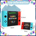 thumbnail image 2 of Video Game Birthday Gift Bag - 13" Large Happy Birthday Gift Bag with Tissue Paper and Card for Boys Kids Video Game Birthday Party Supplies, 2 of 7