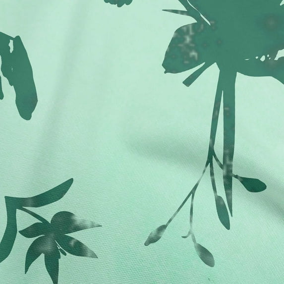 oneOone Cotton Jersey Green Fabric Abstract-Uneven Floral Silhouette Pattern Sewing Material Print Fabric By The Yard 58 Inch Wide