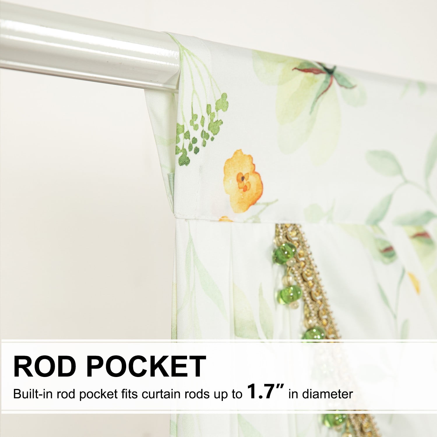 VOGOL Extra Wide Sheer Valance, Plants Print Waterfall Swag Curtains 110x43 Inches for Nursery & Bedroom