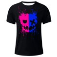 thumbnail image 4 of Black Mens Halloween Brunch T Shirts Short Sleeve Tops Tee for Man Boat Neck Spandex Skeleton Print Loose Fit Fall Summer Tee Shirt 2025 Clothes M, 4 of 4