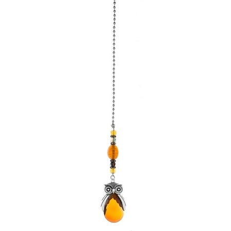 Amber Rhinestone Silver Owl Fan Pull By Ganz
