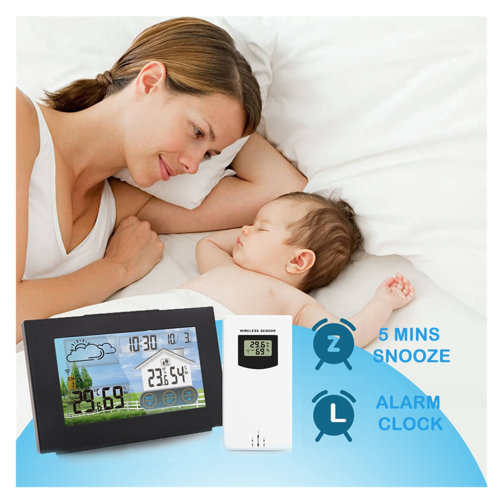 Wireless Weather Station with Color Touch Screen, Indoor Outdoor Monitor Hub