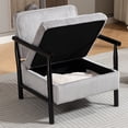 thumbnail image 2 of PAPROOS Accent Chair with Storage, Mid Century Corduroy Reading Chair with Pillow, Wood Frame Upholstered Armchair for Living Room Bedroom, Gray, 2 of 10