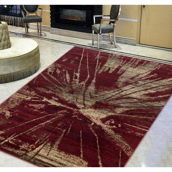 Handcraft Rugs-Beige/Lava Splash Abstract Pattern Distressed- Modern Vintage Area Rug