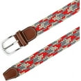 thumbnail image 5 of Elastic Belts for Men, Braided Belt, Canvas Woven Elastic Stretch Belts for Men/Junior, Red on Gray, 5 of 7