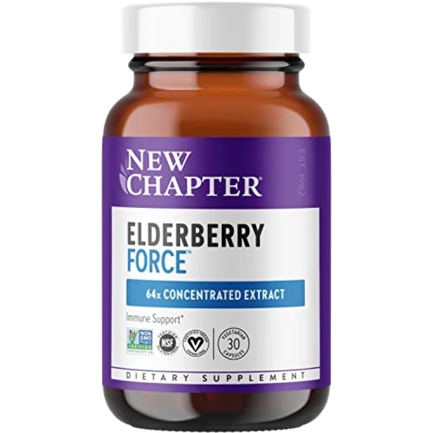 Vegan Elderberry Capsules New Chapter Elderberry Force Gluten Free- 30 ct