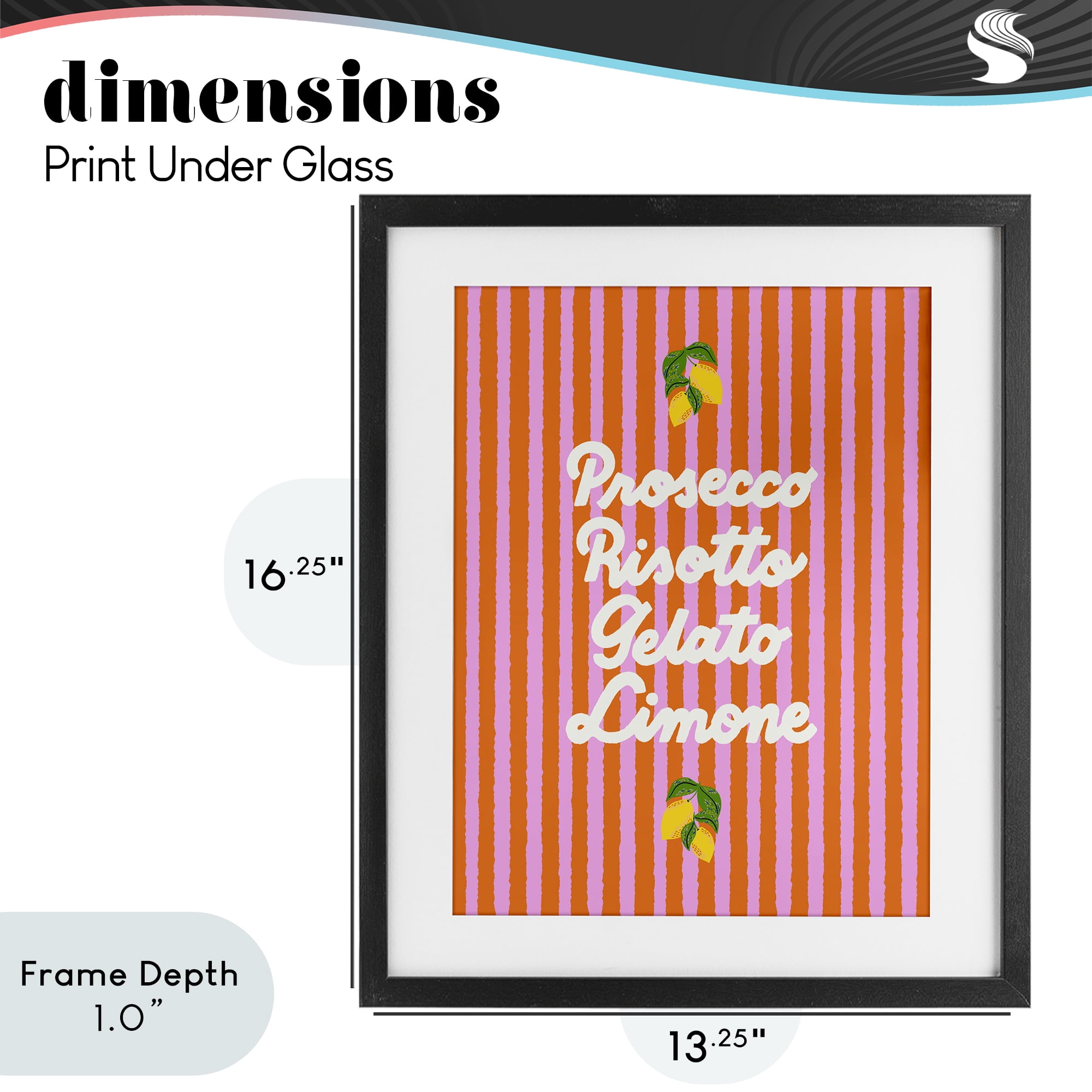 Stupell Industries Italian Enjoyment over Stripes Black Framed Print Under Glass, design by Indira Prieto | IndySign
