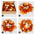 thumbnail image 5 of Simzone 20" Autumn Wreath Fall Wreath Artificial Thanksgiving Decorations Halloween Front Door Wreath Harvest Farmhouse Wreath with Maple Leaf Pumpkins Pinecones Berries 布/树藤 感恩节南瓜花环 20, 5 of 7