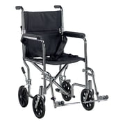 Drive Medical 19 Inches Steel Transport Chair With Removable Desk Arm, Silver Vein Frame, Black Upholstery - 1 Ea