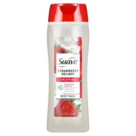 Suave Strawberry Delight Uplifting Body Wash  with Glycerin & Vitamin E  18 FL OZ