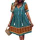 thumbnail image 2 of VISgogo Vestido bohemio para mujer, estampado de flores, manga corta, cuello en V, ajuste holgado, vestido de vacaciones, S/M/L/XL VISgogo  moda, 2 of 8