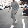 thumbnail image 2 of VBTAPA Men's Sweatsuit Two Piece Outfits Solid Color Casual Jogging Sports Suits Crewneck Long Sleeve Pullover Tops and Drawstring Pants Set with Pockets Deal of The Day Gray M, 2 of 7