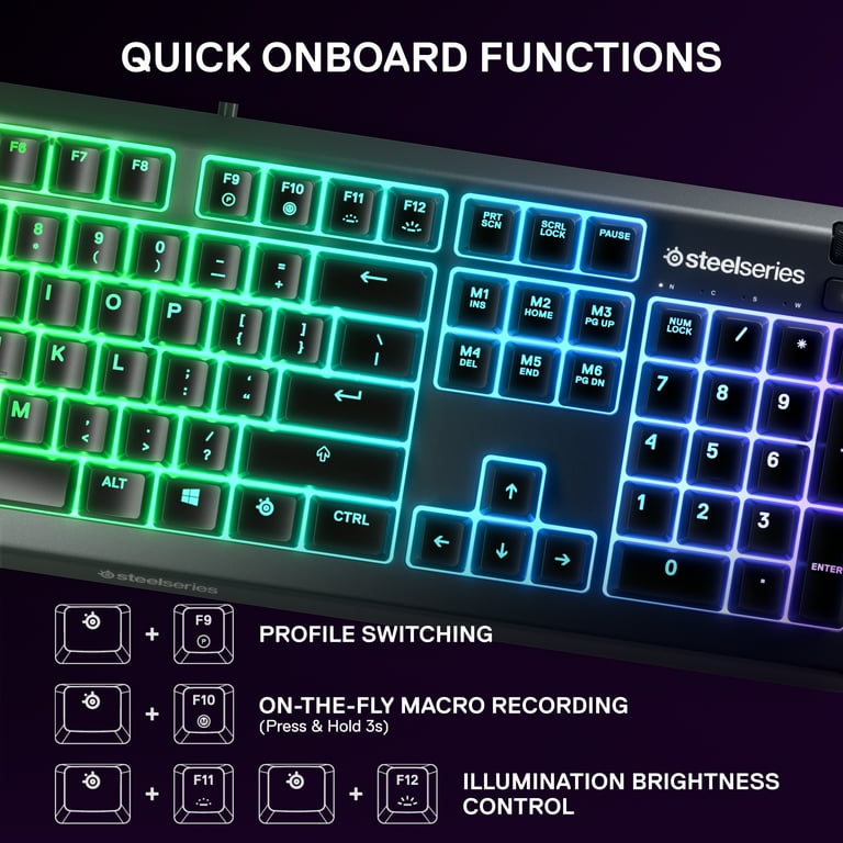 SteelSeries Apex 3 RGB Gaming Keyboard – 10-Zone RGB, IP32 Water