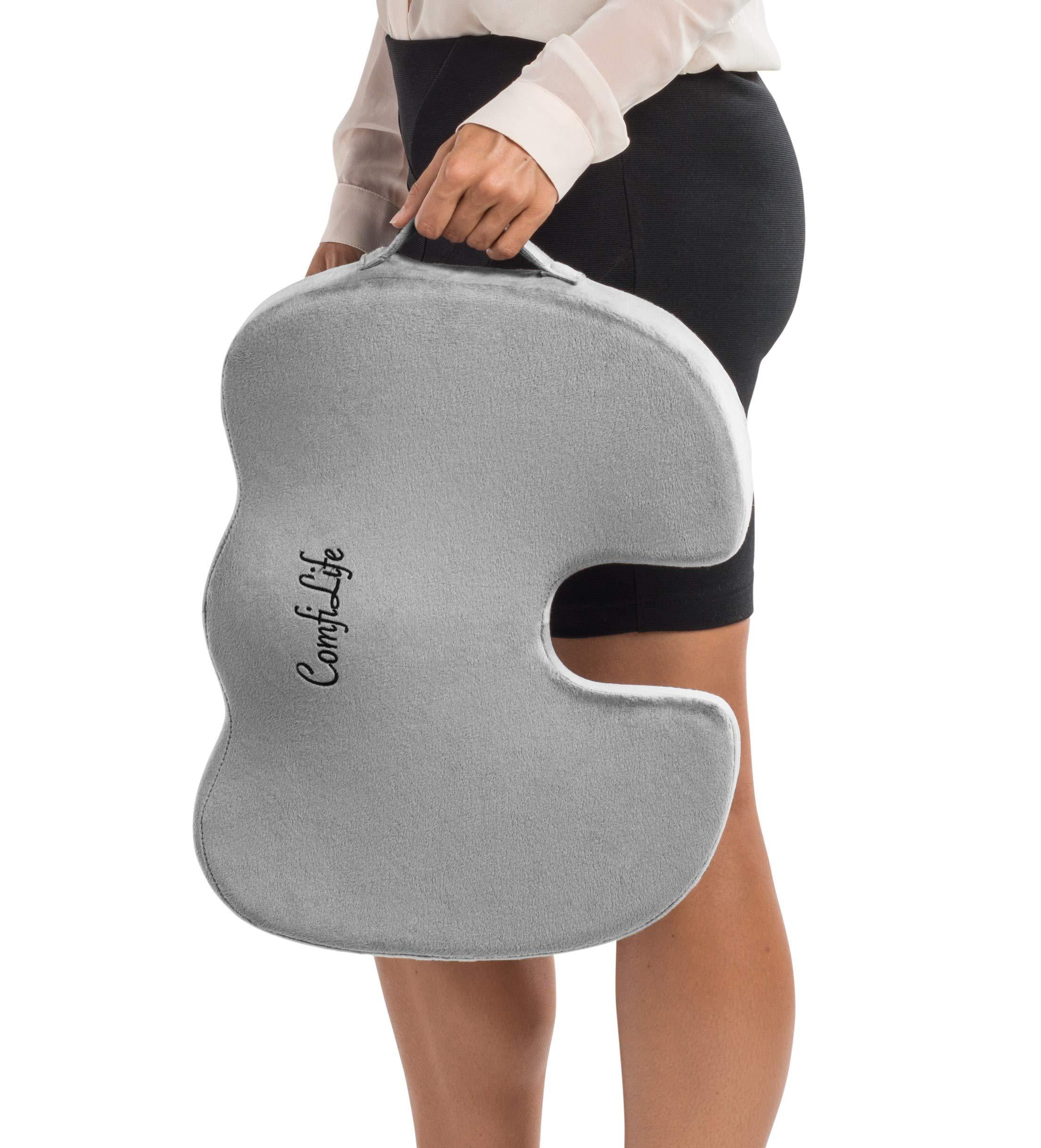 ComfiLife Coccyx Orthopedic Memory Foam Office Chair and Car Seat Cushion  for Back Pain and Sciatica Relief (Gray) 