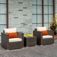 thumbnail image 1 of Gymax Ensemble de Mobilier d'Extérieur en Rotin pour Patio 3 Pcs avec Canapé Coussiné et Table Basse, 1 of 10