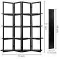 MyGift 4Panel Open Bookcase Style Black Wood Room Divider with 4