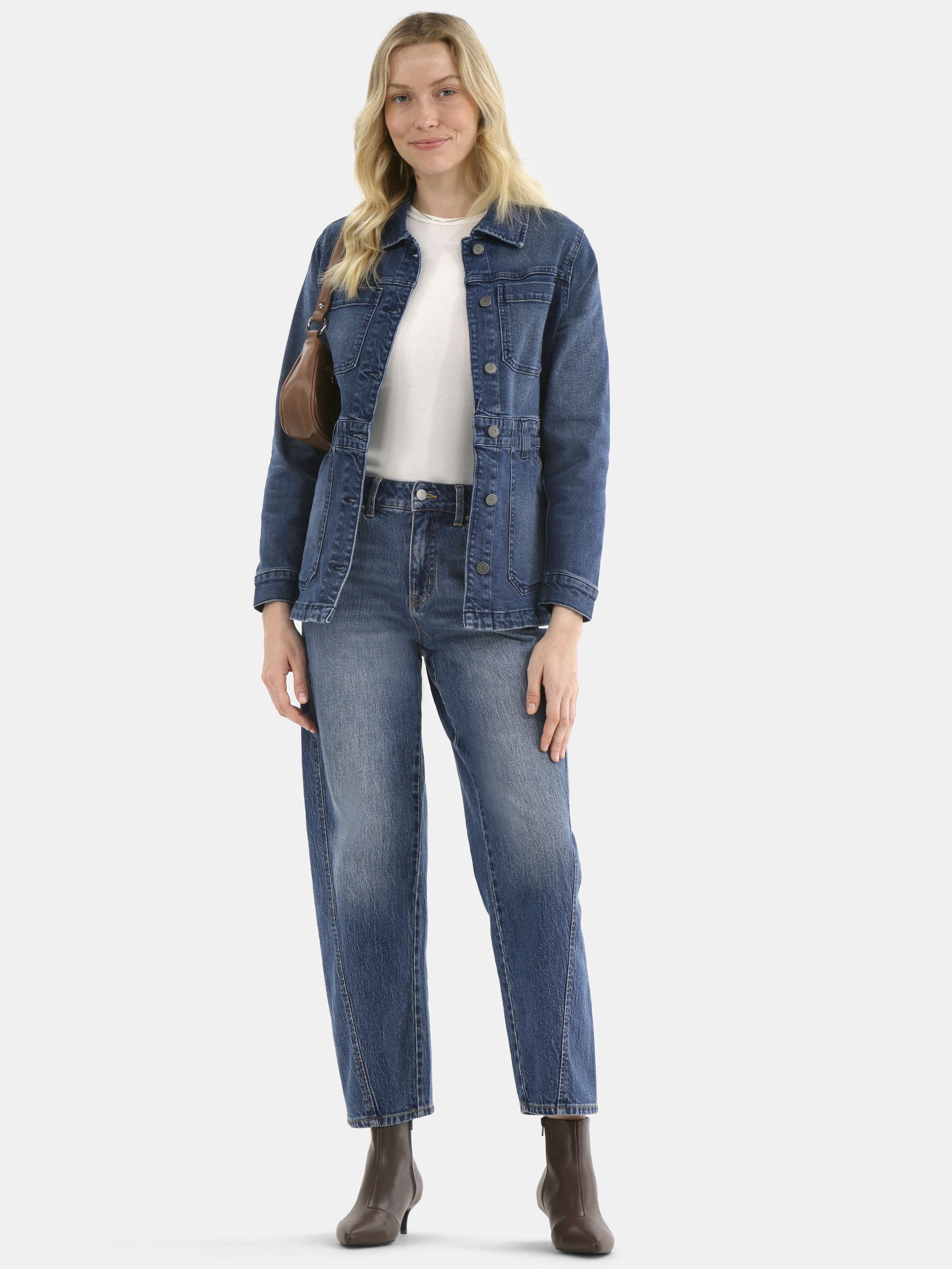 Time and Tru Women's Denim Utility Jacket, Sizes XS-XXXL