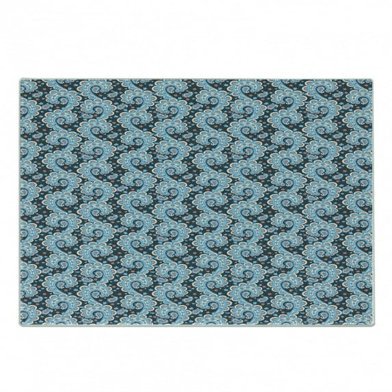 Paisley Cutting Board, Medieval Turkish Curly Fantasy Floral Ornaments Influences, Decorative Tempered Glass Cutting and Serving Board, Small Size, Multicolor, by Ambesonne