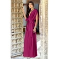 thumbnail image 2 of KOH KOH Long Bridesmaid Formal Short Sleeve V-Neck Full Floor Length Flowy Cocktail Summer Evening Wedding Guest Party Tall Maxi Dress Gown For Women Fuchsia Magenta Pink Medium US 8-10 NT026, 2 of 6