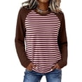 thumbnail image 4 of WIHOLL Women's Long Sleeve Shirts Fashion Striped Raglan T-Shirt Casual Loose Fit Crewneck Pullover Top 2026 Fall Sweatshirts for Women, 4 of 9