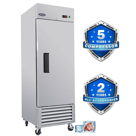 27" Commercial Freezer 23 Cu.ft with 1 Solid Door Reach-In Freezers Stainless Steel ETL Approved Upright Freeze Storage