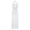 thumbnail image 2 of Haitryli Lyrical Dance Dress for Women Halter Sleeveless Mesh Flowy Tulle Skirt Maxi Long Dress Ivory S, 2 of 6