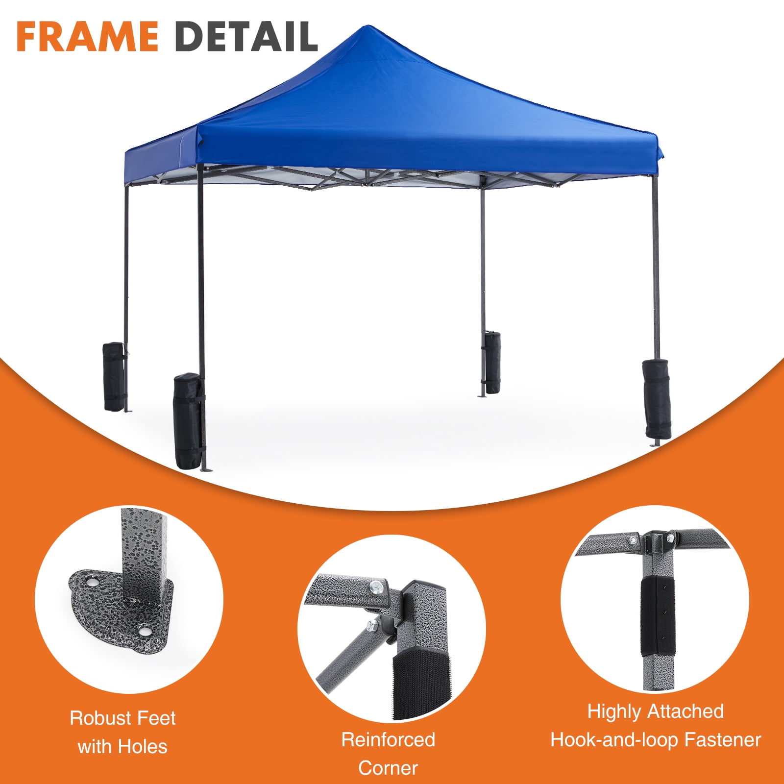 CONCETTA 10x10 Heavy-Duty Waterproof Pop-Up Outdoor Canopy Tent 