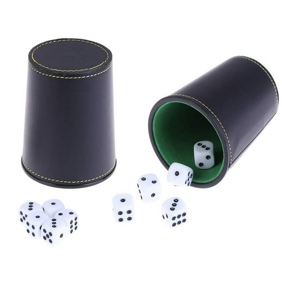 Joernso Faux Leather Flannel Dice Cup with 5 Dice Bar KTV Entertainment Accessories