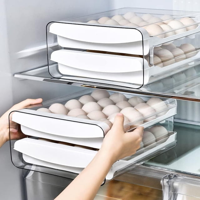Caja de Almacenamiento de Huevos, 40 Celdas / 2 Capas Huevera de Plástico, Huevera Transparente, Apilable, Tipo Cajón, para Cocina, Picnic, Restaurante