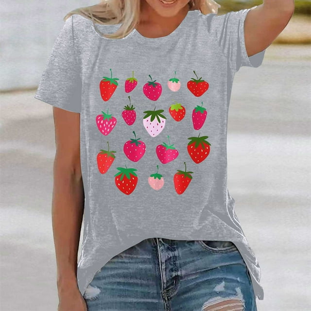 T-Shirt Col Rond Imprimé Élégant pour Femmes Design Graphique Décontracté pour Usage Quotidien
