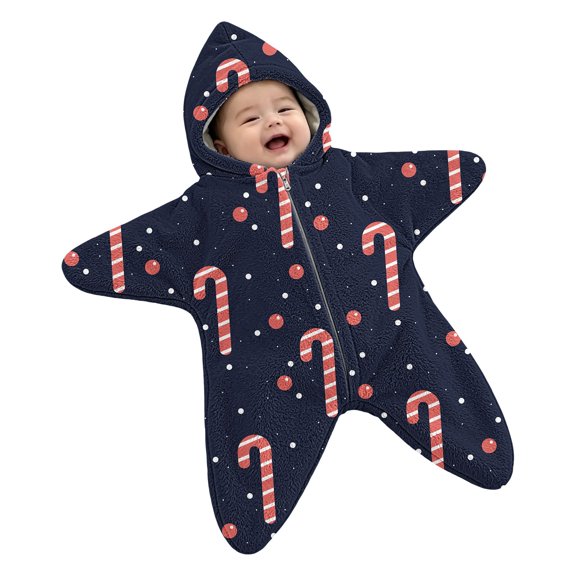 YunPes Baby Starfish Onesie Winter Warm Fleece Jumpsuit Newborn Wearable Blanket Swaddle Sack Baby One Piece for Halloween Christmas