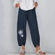 thumbnail image 2 of Moda Mujer Verano Casual Suelto Algodón Y Lino Bolsillo Impresión Pantalones Pantalones Odeerbi ODB-6, 2 of 4