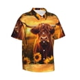 thumbnail image 2 of Daiia Vintage Sunflower Cow A Hawaiian Shirt for Men Gentle Cotton Regular Short Sleeve Casual-Large, 2 of 9