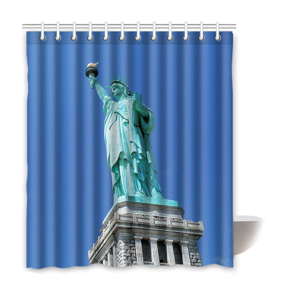 Statue of Liberty In The Sunset Fabric Bathroom Shower Curtains & Hooks 71Inch 
