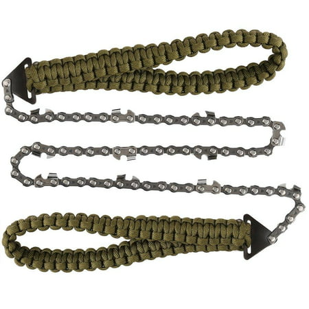 Pocket Chainsaw with Paracord Handle (24inch-11teeth) / (36inch-16teeth) Emergency Outdoor Survival Gear Folding Chain Hand Saw Fast Wood & Tree Cutting Best for Camping Backpacking Hiking Hunting (Best Hand Saw For Cutting Tree Branches)