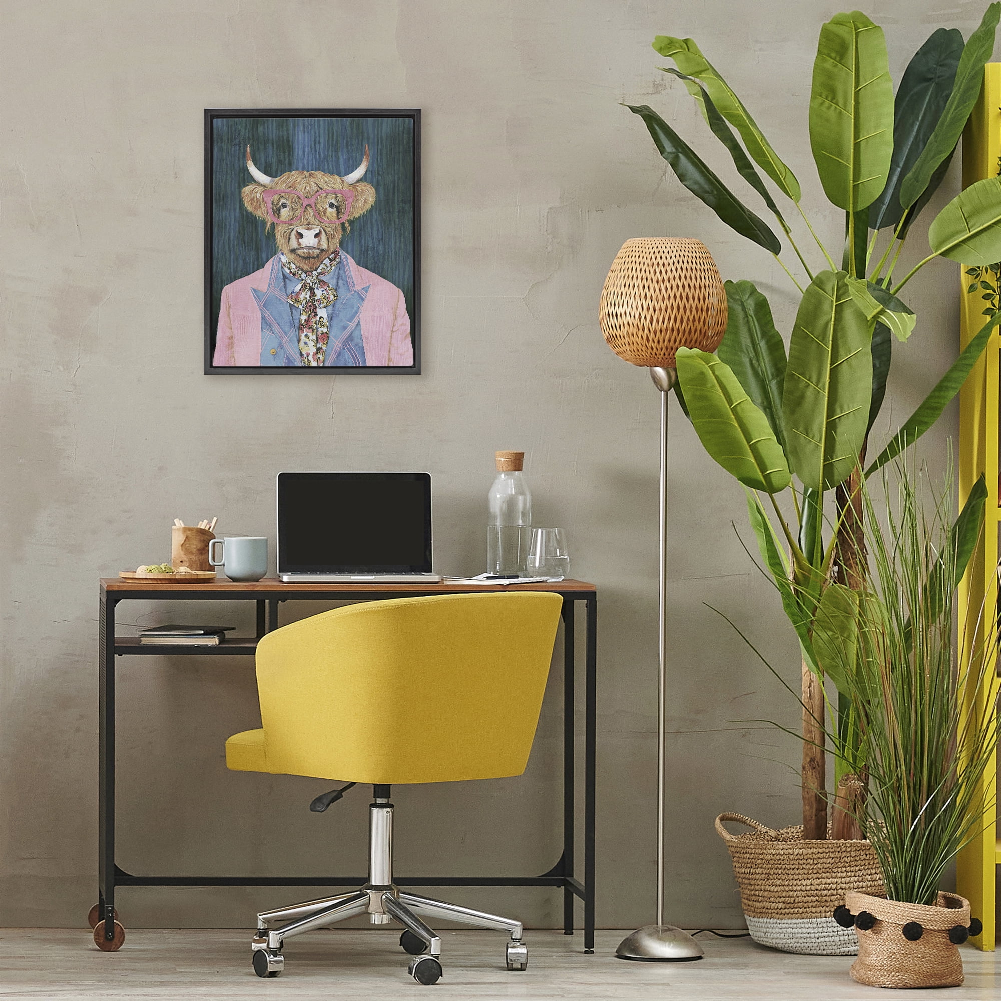 Stupell Industries Gentle Bull Portrait Black Framed Floater Canvas Wall Art, design by Svetlana Aleynikova