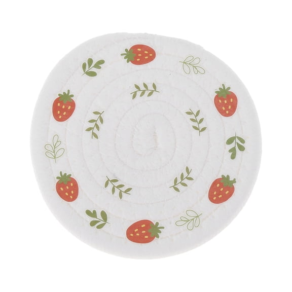 Unique Bargains 1 Pc Strawberry Pattern Drink Coaster White Red Blended fabric