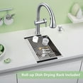 thumbnail image 3 of Aoile 15" Undermount Kitchen Sink, Stainless Steel Single Bowl Sink with Basket Strainer, Dish Drying Rack, Drain Basin Bowl, Silver, 3 of 8