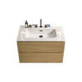 thumbnail image 5 of 30” Wall Mount Bathroom Vanity with with Ceramic Sink with 3 Faucet Holes and 2 Drawers, Bathroom Storage Vanity Cabinet with Sleek Handle-free for Small Space, Pre-assembled, Oak, 5 of 6