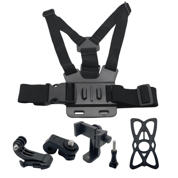 Soporte para teléfono con correa para el pecho, soporte para cámara de acción, ajustable, fácil de instalar, rotación de 360 grados, clip para teléfono, kit de correa para el pecho